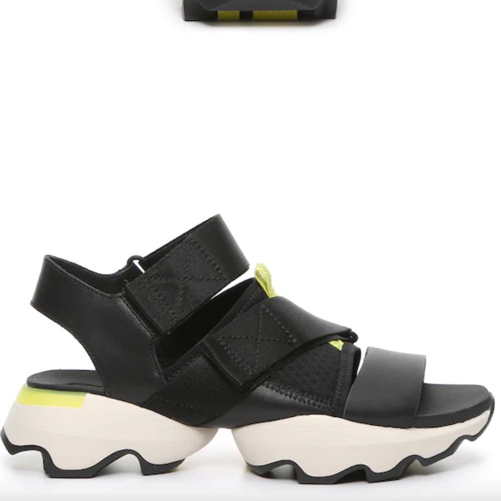 NEW Sorel Kinetic Impact Platform Leather Mesh Black White Yellow Size:10US/41EU